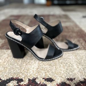 Black Italian leather shoes with silver beading